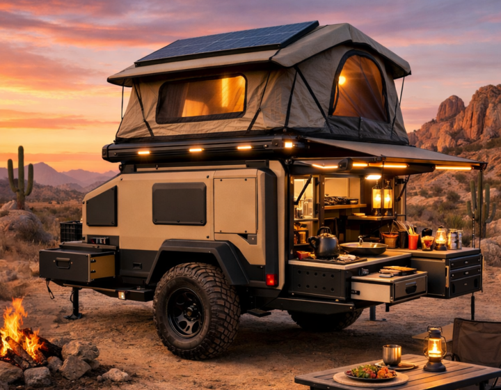 Futuristic Compact Off-Road Camping Trailer